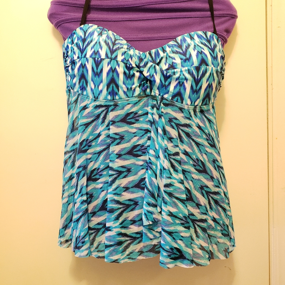 BOGO-Bandeau mesh fly away tankini swim top